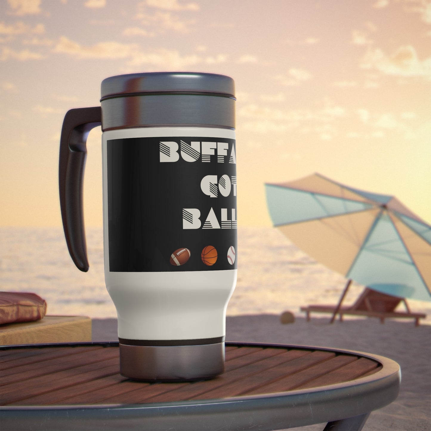 Stainless Steel Travel Mug with Handle, 14oz