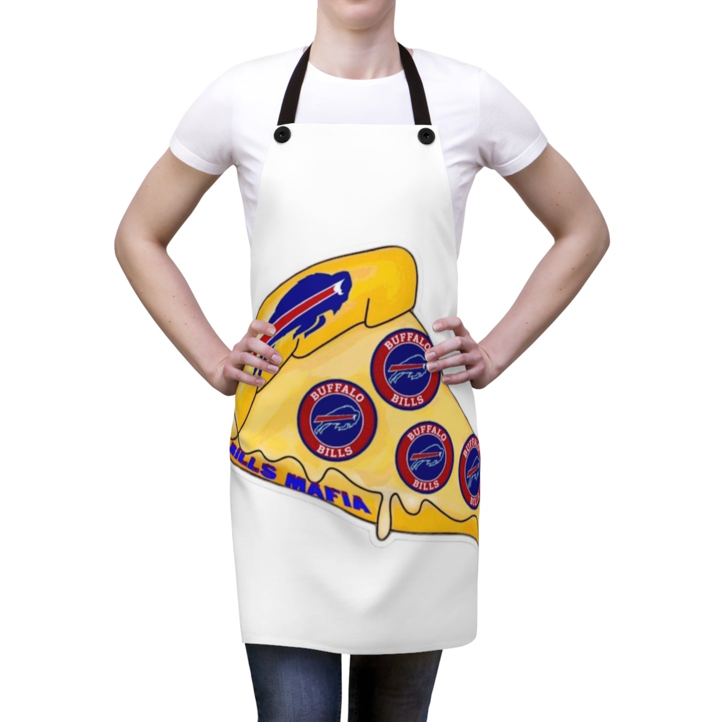 Cheesy Pepperoni Buffalo Bills Slice of Pizza Logo Cooking Apron