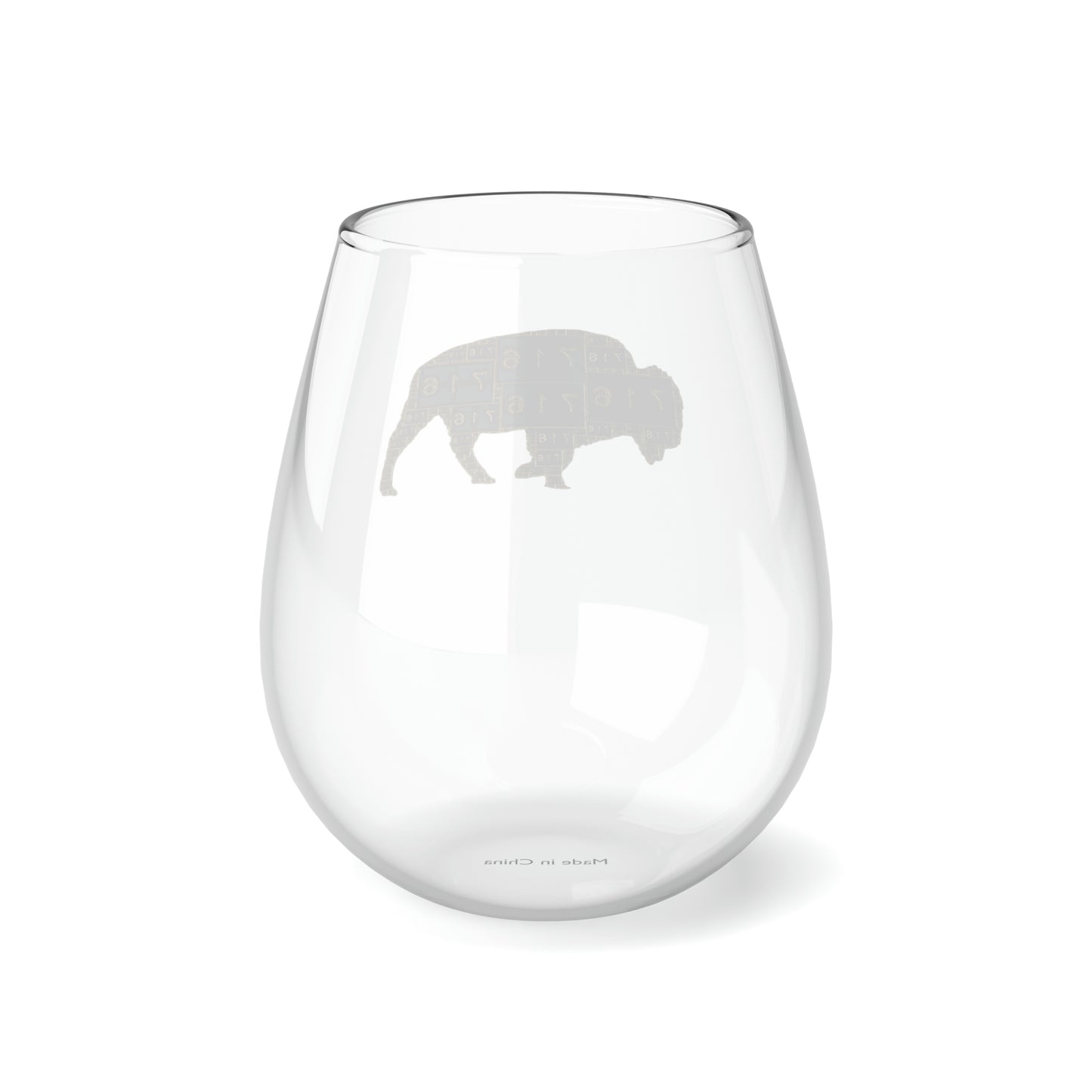BLACK AND GOLD 716 BUFFALO LOGOED WINE GLASS
